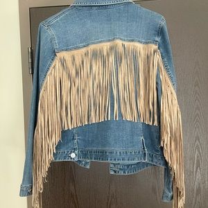 Suede Fringe Denim Jacket
